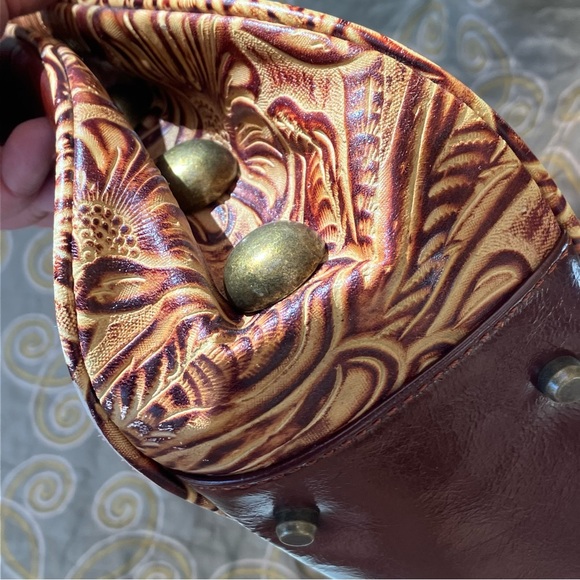 The Find Tooled Leather Hippie Boho Saddle Bag - Picture 10 of 15